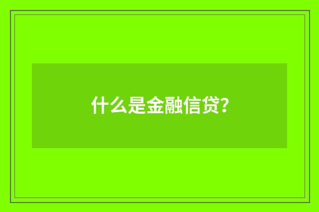 什么是金融信贷？