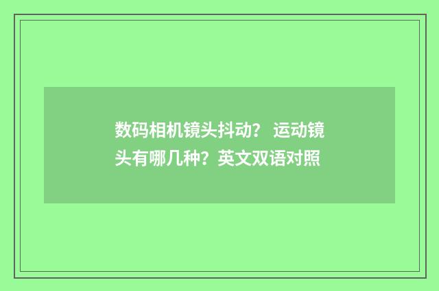 数码相机镜头抖动？ 运动镜头有哪几种？英文双语对照