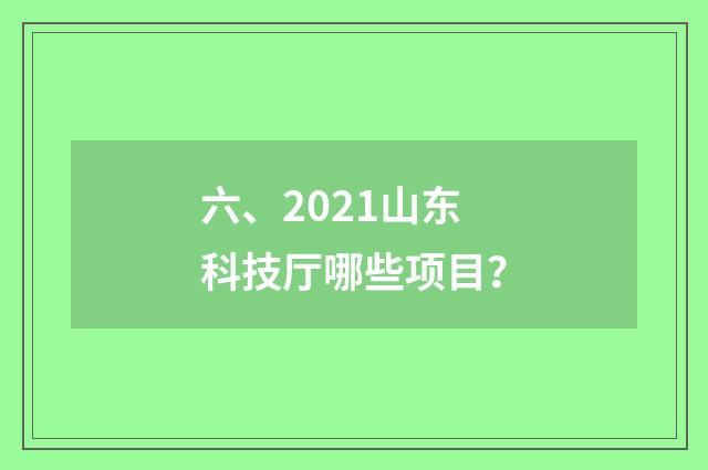 六、2021山东科技厅哪些项目？