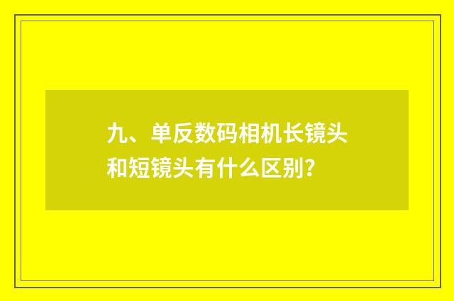 九、单反数码相机长镜头和短镜头有什么区别？