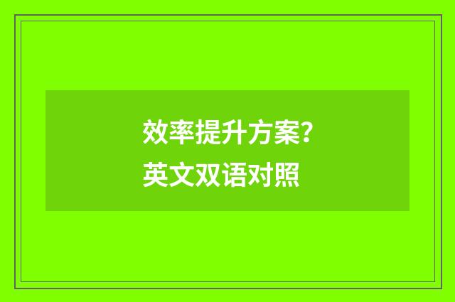 效率提升方案？英文双语对照