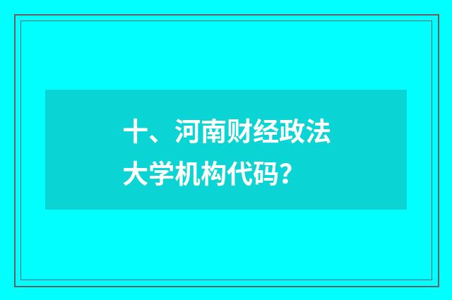 十、河南财经政法大学机构代码？
