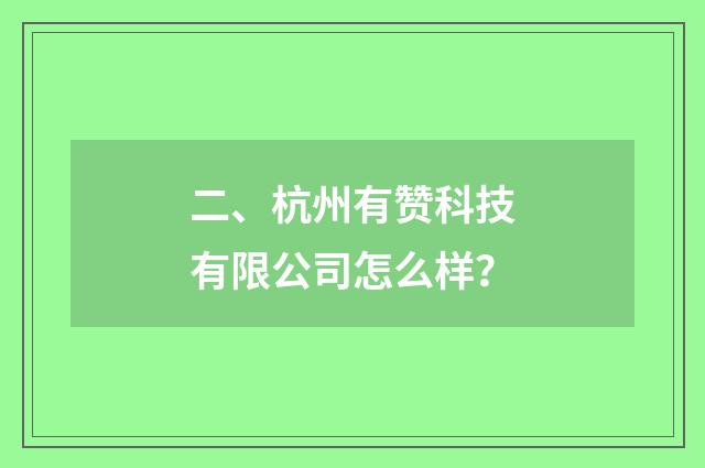 二、杭州有赞科技有限公司怎么样？