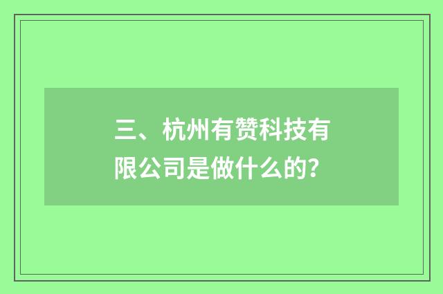 三、杭州有赞科技有限公司是做什么的？