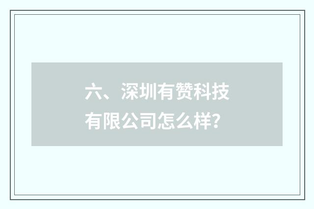 六、深圳有赞科技有限公司怎么样？