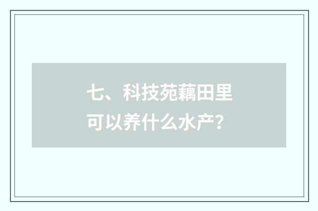 七、科技苑藕田里可以养什么水产？