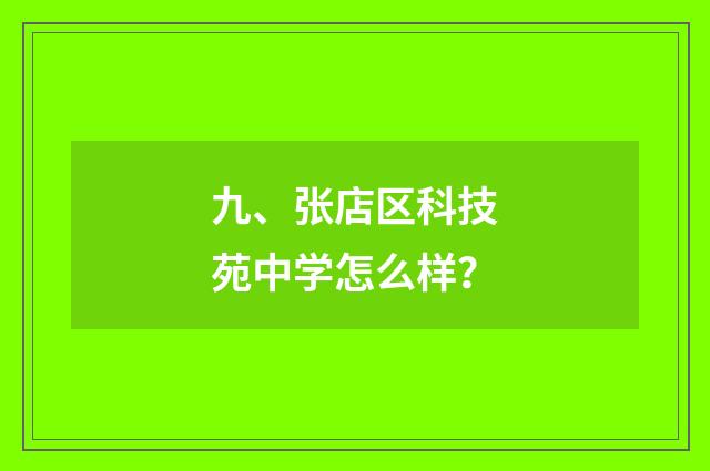 九、张店区科技苑中学怎么样?