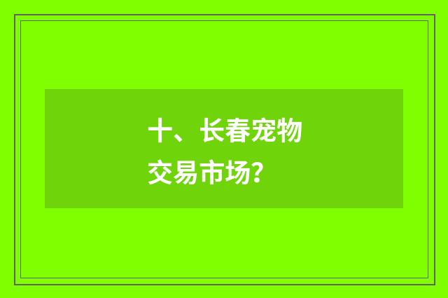 十、长春宠物交易市场？