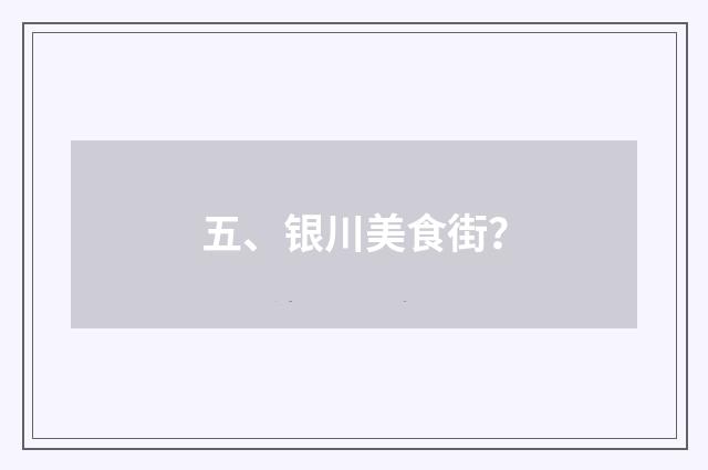 五、银川美食街？