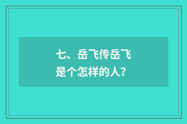 七、岳飞传岳飞是个怎样的人？