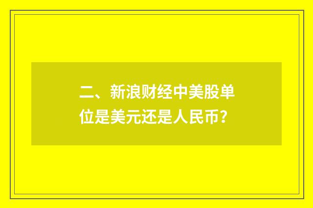 二、新浪财经中美股单位是美元还是人民币？