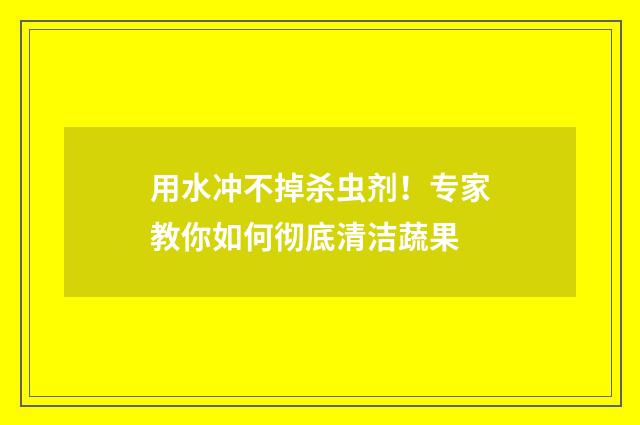 用水冲不掉杀虫剂！专家教你如何彻底清洁蔬果