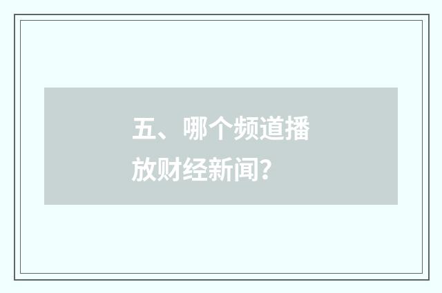五、哪个频道播放财经新闻？