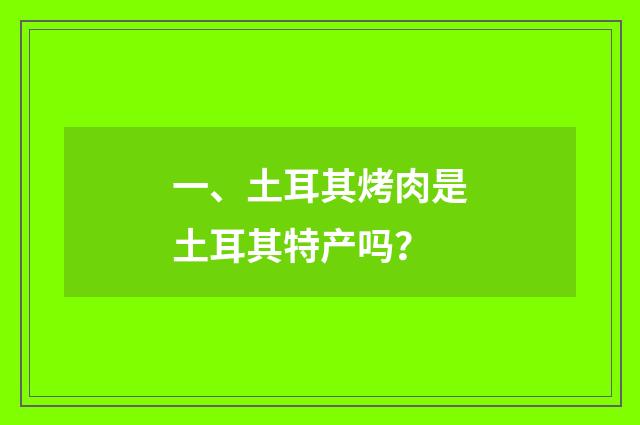 一、土耳其烤肉是土耳其特产吗？