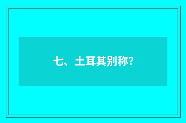 七、土耳其别称？