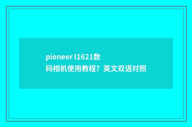pioneer l1621数码相机使用教程？英文双语对照
