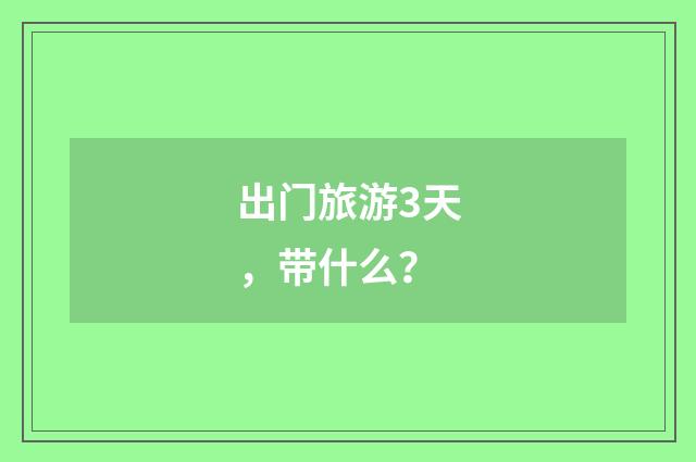 出门旅游3天,带什么?