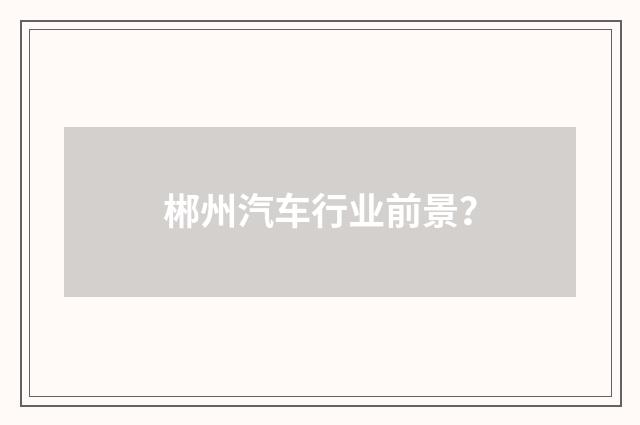 郴州汽车行业前景？