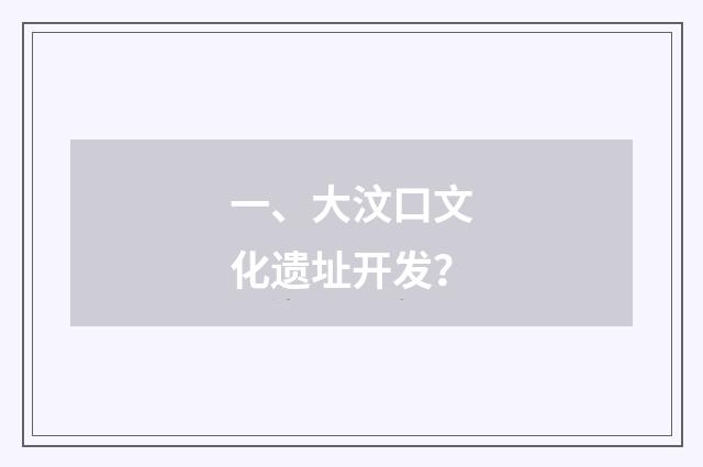 一、大汶口文化遗址开发？