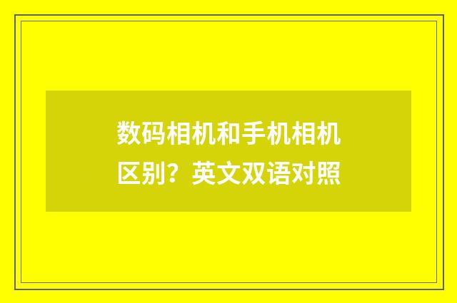 数码相机和手机相机区别？英文双语对照