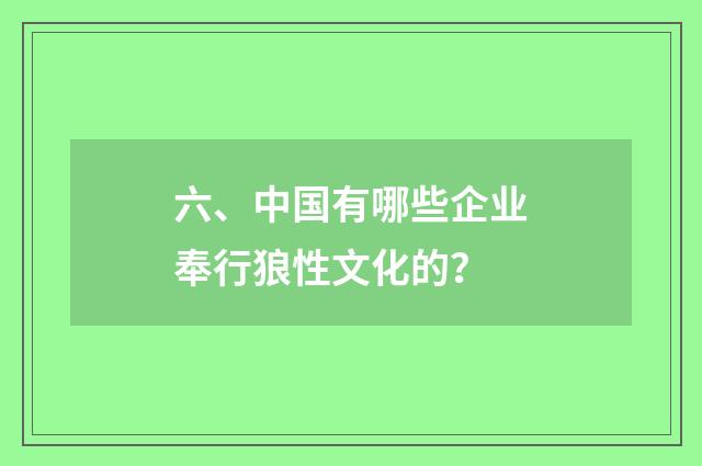六、中国有哪些企业奉行狼性文化的？