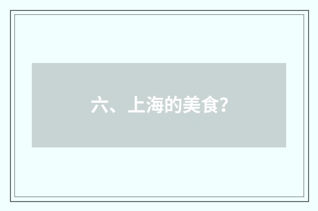 六、上海的美食？