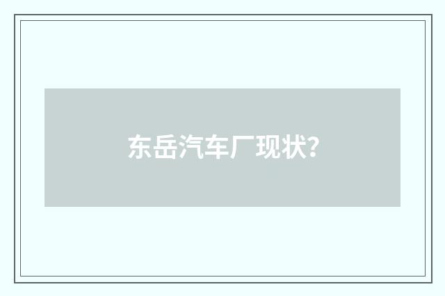 东岳汽车厂现状?