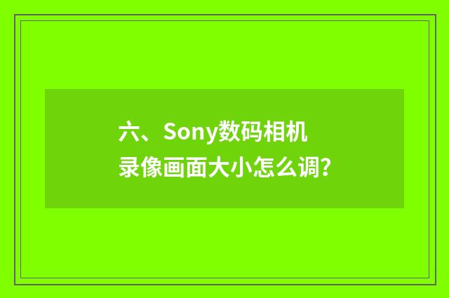 六、Sony数码相机录像画面大小怎么调？