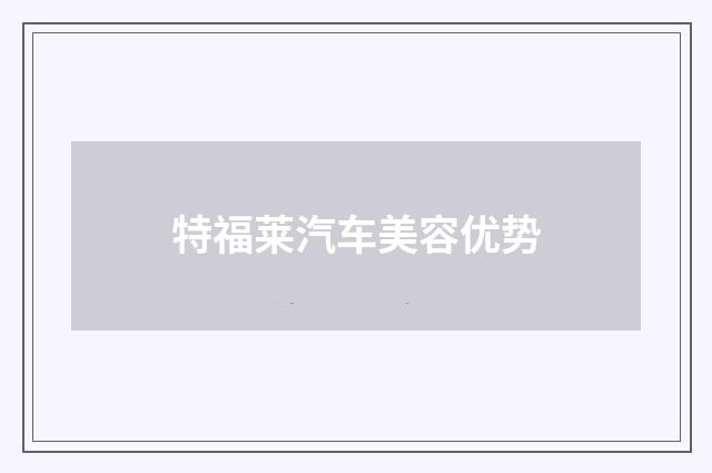 特福莱汽车美容优势