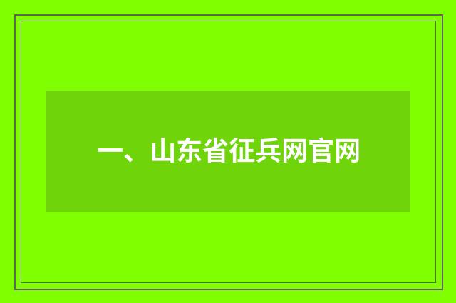 一、山东省征兵网官网