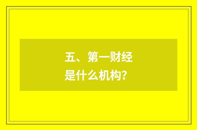 五、第一财经是什么机构？