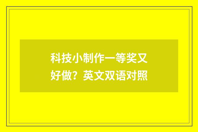 科技小制作一等奖又好做？英文双语对照