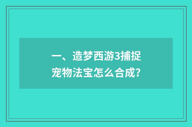 一、造梦西游3捕捉宠物法宝怎么合成？