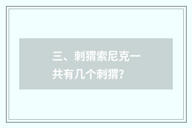 三、刺猬索尼克一共有几个刺猬？