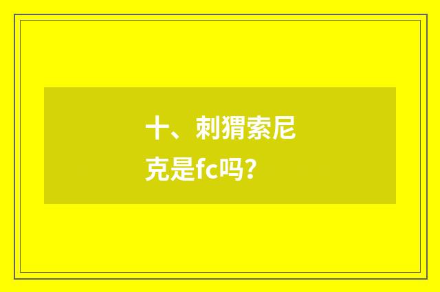 十、刺猬索尼克是fc吗？