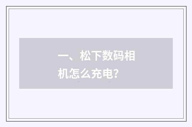 一、松下数码相机怎么充电？