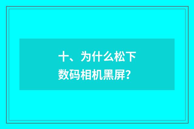 十、为什么松下数码相机黑屏？