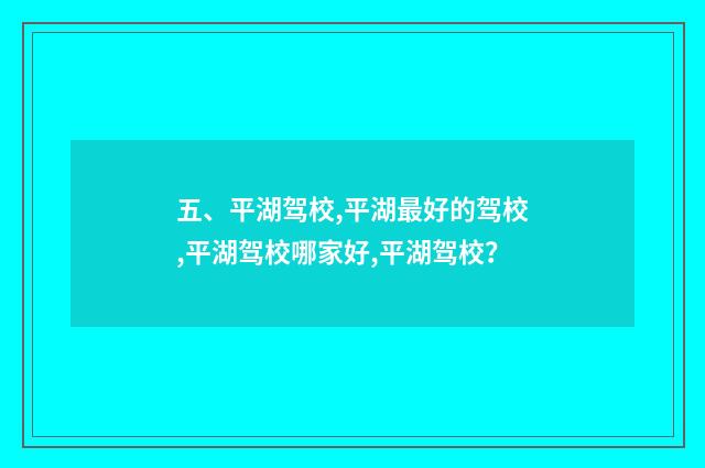 五、平湖驾校,平湖最好的驾校,平湖驾校哪家好,平湖驾校？