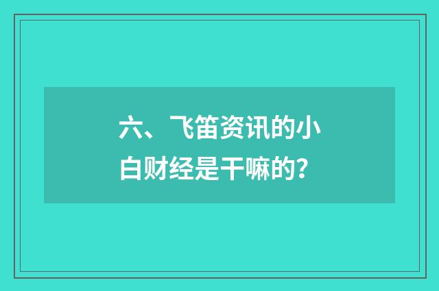 六、飞笛资讯的小白财经是干嘛的？