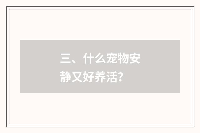 三、什么宠物安静又好养活？
