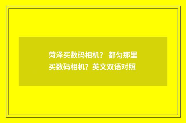菏泽买数码相机？ 都匀那里买数码相机？英文双语对照
