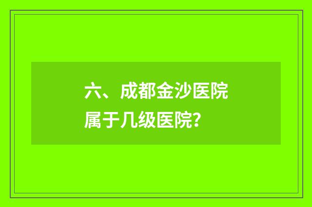 六、成都金沙医院属于几级医院？