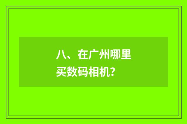 八、在广州哪里买数码相机？