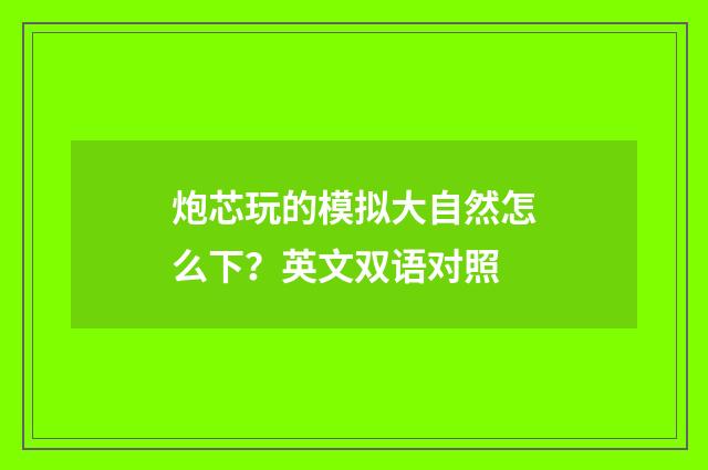 炮芯玩的模拟大自然怎么下？英文双语对照