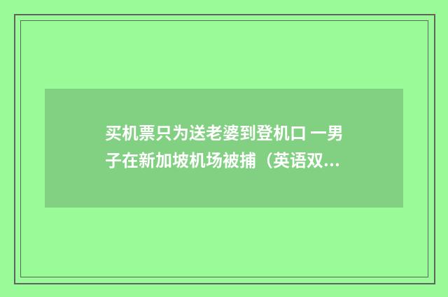 买机票只为送老婆到登机口 一男子在新加坡机场被捕（英语双语阅读）