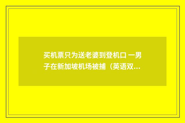 买机票只为送老婆到登机口 一男子在新加坡机场被捕(英语双语阅读)