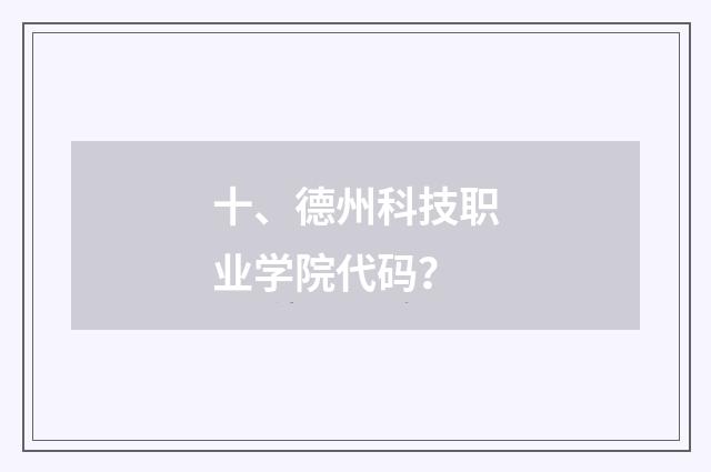 十、德州科技职业学院代码？