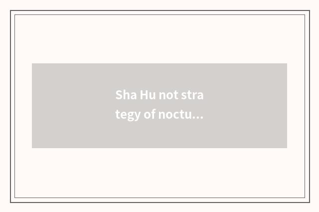 Sha Hu not strategy of nocturnal city travel?