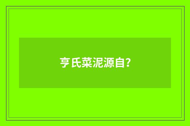 亨氏菜泥源自？