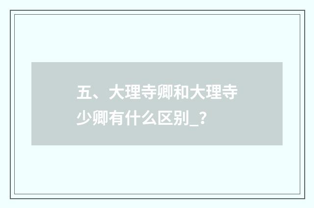 五、大理寺卿和大理寺少卿有什么区别_？